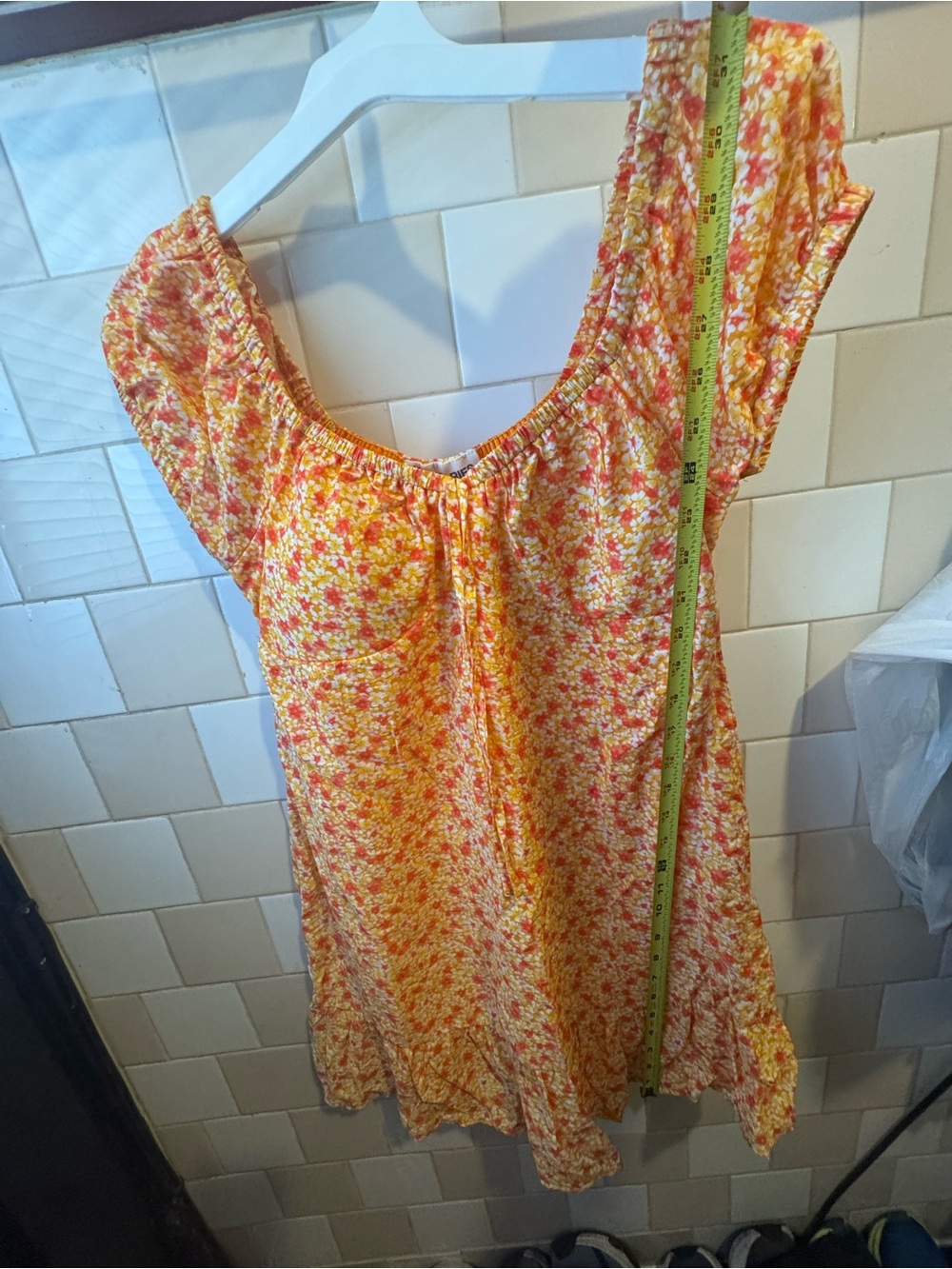 No Boundaries Yellow Floral Slip Dress with Coral Accents
